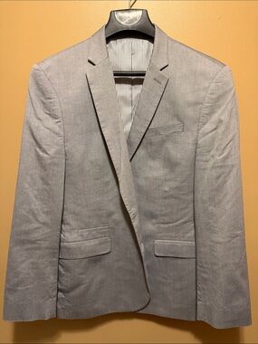 Express Light Gray Men's “Photographer” Blazer - Single-Breasted Sport Coat